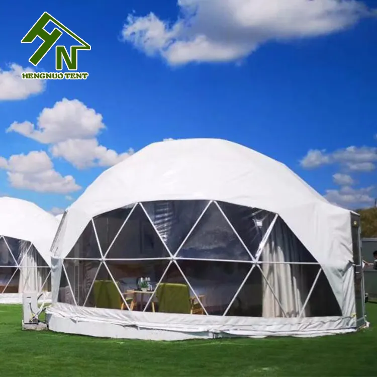 8m Hot Sale Luxury Hot Dip Galvanized Steel Frame Bell Tent Dome Igloo With Bathroom for Resort