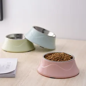 Atacado Personalizado Novo Design Bacia Do Cão Do Aço Inoxidável Não-slip Colorido Eco PP Pet Tigela de Comida e Água Alimentador