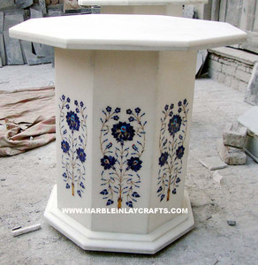 Incrustación de mármol hecha a mano, mesa antigua - Product Image 1