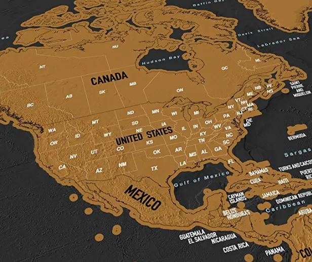세계 지도 포스터 스크래치-미국 주 및 국가 플래그가있는 여행지도는 모험을 추적합니다. Scratcher 포함, 완벽한