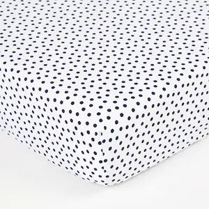 100% Cotton dots printed flannel blue kids bed sheets baby crib sheets