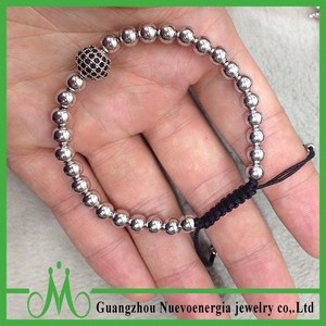 Las nuevas <span class=keywords><strong>de</strong></span> moda cobre pulseras <span class=keywords><strong>de</strong></span> macramé para damas plateada CZ joyería - Product Image 3