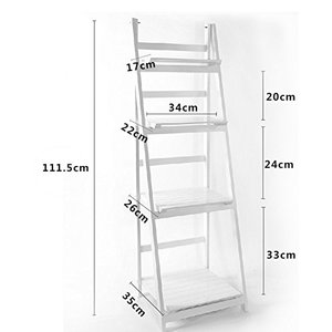 Estante de flores soporte de plantas estante de macetas libro de exhibición unidad de almacenamiento de escalera plegable de madera de <span class=keywords><strong>4</strong></span> niveles, blanco - Product Image 6
