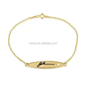 Hot Sales Style Simple Gold Plated Jewelry, 24k Gold Plated Signature Bracelet With Cut Out Heart