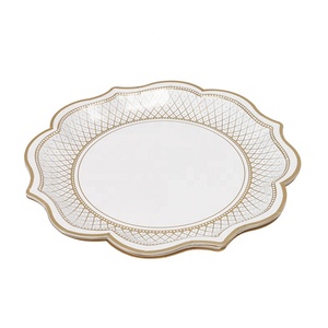 Assiettes de fête jetables en papier Floral à rayures <span class=keywords><strong>Vintage</strong></span> de 12 pouces, 400g/m2 - Product Image 6