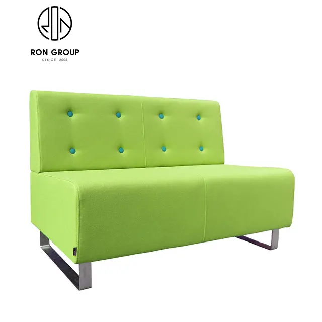 Custom Coffee Cafe Shop Night Club Restaurant Booth Furniture Full Cushion Leather PU Headrest Seating Green Sofa Fabric
