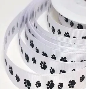 Custom Dogs Animal Paw Printed Grosgrain Ribbon Wholesales