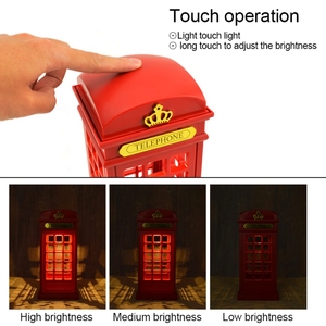 Nouveau étanche IPX4 créatif rétro classique cabine téléphonique veilleuse capteur tactile Dimmable jaune LED <span class=keywords><strong>lampe</strong></span> de bureau - Product Image 5
