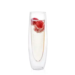 Verres Borosilicate en verre de Champagne faits à la main, Double paroi, nouveauté, sans 1:1