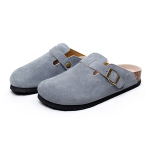 Zoccoli da <span class=keywords><strong>donna</strong></span> in pelle scamosciata di mucca di alta qualità sandali da esterno per interni pantofole con suola in <span class=keywords><strong>sughero</strong></span> sottopiede in vera pelle - Product Image 2