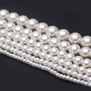 Jewelry round white pearl glass beads,glass beads for jewelry making