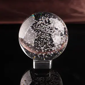 Free shipping 80mm Clear Glass crystal air bubble Sphere ball in china