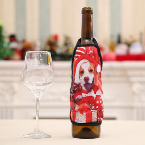 New Arrival Creative Mini in vải giáng sinh chai rượu vang trang trí tạp dề - Product Image 5