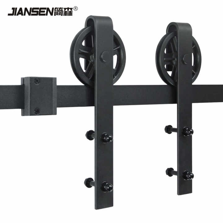 Modern Black Color Bypass Sliding Barn Door Kit Sliding System Carbon Steel Accessories