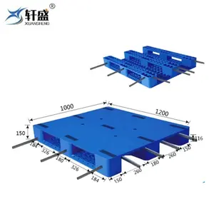 Gudang Produk HDPE Pallet Plastik dengan 6 Tabung Baja Racking Pallet Plastik