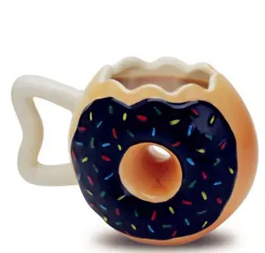 Sweet Doughnut Biscuit Bread Cup Cookies Ceramic Coffee Cup and Mugs with Handle