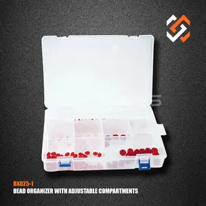 PopTings गहने उपकरण उच्च गुणवत्ता मनका भंडारण बॉक्स BX025 मनका समायोज्य डिब्बों के साथ आयोजक