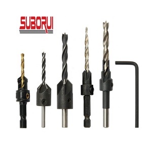 High Quality HSS Five Types Of Countersink Wood Drill Bit Adjustable Screw Woodworking Chamfer Tool