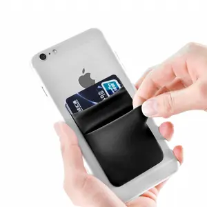 رخيصة دائم اثنين من طبقة شعار مخصص تمتد مطاطا الهاتف المحمول ملصقا محفظة الائتمان حامل بطاقة