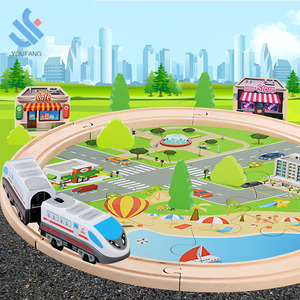 YF-Z2005 éducatif le plus chaud 29 PIÈCES BRICOLAGE urbain trafic ferroviaire scène combiné ensemble de train de train en bois jouet pour enfants - Product Image 6