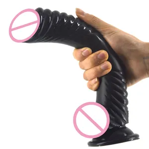 FAAK 22.5cm * 5cm eğrisi uzun yapay penis plastik spiral tasarım PVC gerçekçi penis hayvan yapay penis kadın için