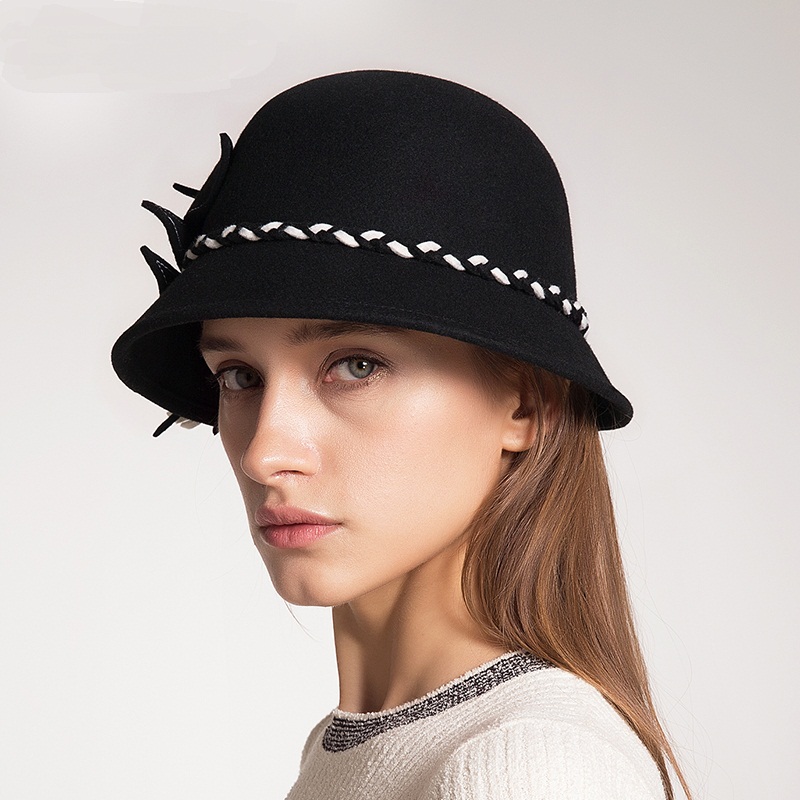Оптовая продажа, зимняя женская круглая однотонная шляпа для церкви в стиле ретро