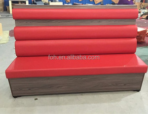 Nuevo lanzamiento de la <span class=keywords><strong>vendimia</strong></span> <span class=keywords><strong>restaurante</strong></span> sofá de madera cojín rojo cabina de banco silla de cuero (FOH-HRS40) - Product Image 1