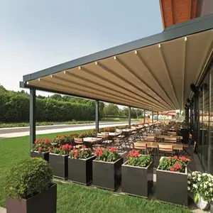 Motorized Sun Shading PVC Retractable Folding Cafe Pergola