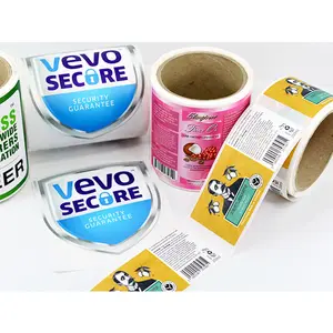 Custom Afdrukken Waterdichte Gestanst Plastic PVC Polyester Vinyl Papier Roll Auto Flessen LOGO Product Zelfklevende Etiketten Stickers