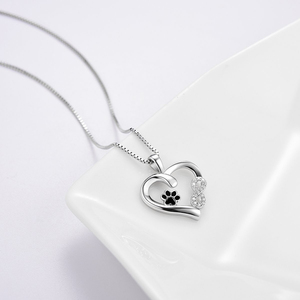 925 Sterling Silver Infinity Cucciolo Zampa Del Cane Del Cuore Del Pendente Della <span class=keywords><strong>Collana</strong></span> Per Le Donne - Product Image 2