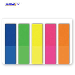 Custom logo yellow pet fluorescent color sticky notes plastic pet sticky notes on pad film index