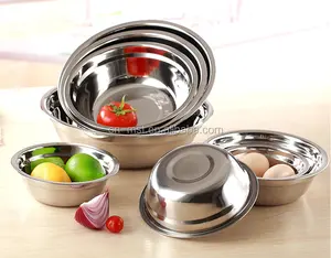 Tahan Lama dengan Harga Murah Rumah Tangga Peralatan Makan Stainless Steel Soup Basin 18-30 Cm Menyajikan Makanan Hidangan Kantin Sekolah Plate Beras Sup Mangkuk Set