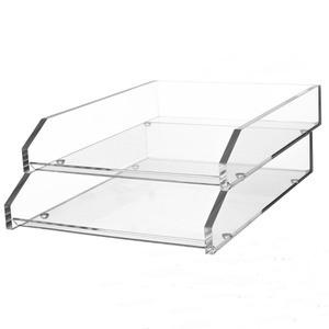Bán Buôn Tùy Chỉnh Máy Tính Để Bàn Rõ Ràng <span class=keywords><strong>Acrylic</strong></span> Sorter Tập Tin Đôi Tầng Thư Khay Lucite Khay Giấy Cho Văn Phòng - Product Image 2