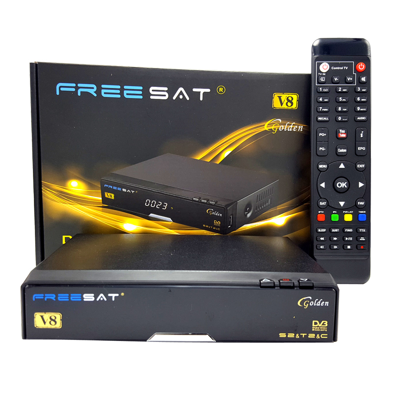 Оригинальный Freesat V8 Golden v8 pro hd с тройным тюнером S2 + C/T2, тюнер с поддержкой Newcamd Youtube Biss Key freesat V8 Golden