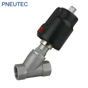 2 way ss304 female thread BSP NPT3/4 DN20 Y shape double acting right angle seat pneumatic control valve