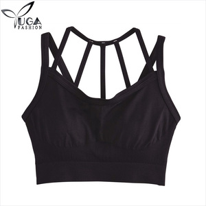 Sujetador deportivo de tiras negro para mujer personalizado al por mayor de fábrica de China - Product Image 4