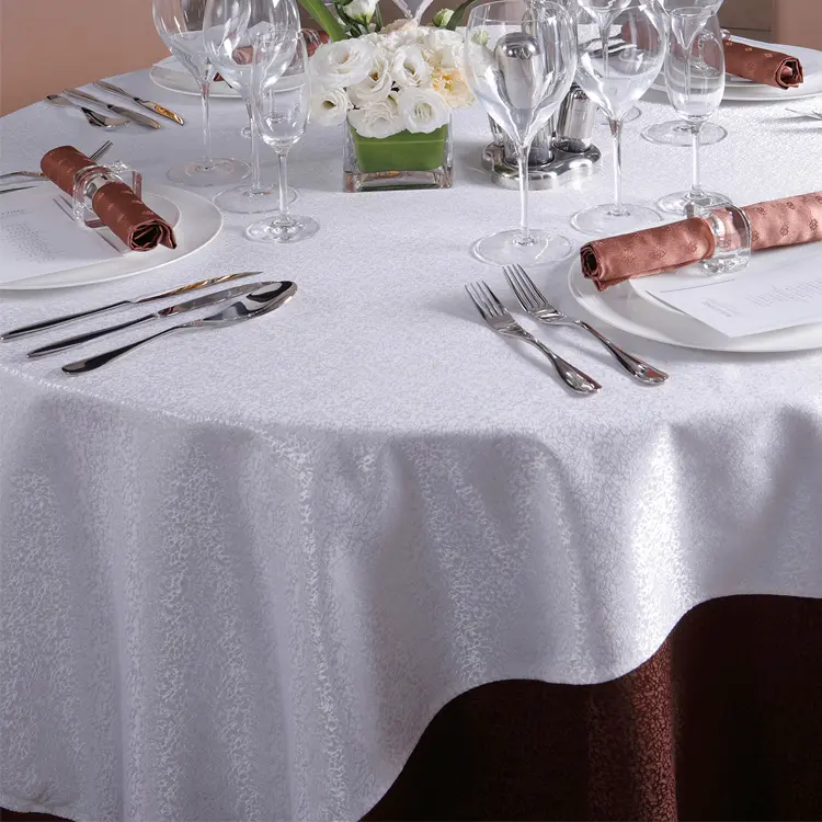 बड़े अनुकूलित tablecloths पॉलिएस्टर पट्टियां सफेद कपास लिनन मेज़पोश