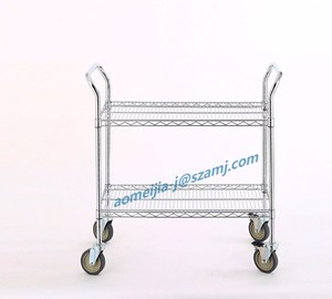 2-tier industria de almacenamiento de uso fácil movimiento NSF y TUV aprobado cromo utilidad carrito - Product Image 2