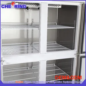 Réfrigérateur congélateur professionnel hermétique en acier inoxydable, à quatre portes, noir, robuste, pour le stockage au chaud - Product Image 5