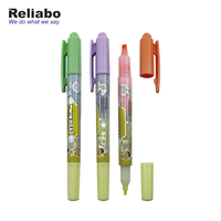 Reliabo Nouvelle Arrivée Personnalisé Imprimé Non Toxique Deux Double Face Couleur Stylo Surligneur
