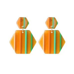 Customized Earrings Hot Design Wholesale Acetate Geometry Stripe Acrylic Stud Earrings Jewelry For Women