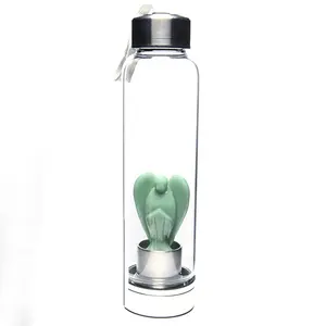 Grosir Botol Air Kristal Malaikat Giok Aventurine Hijau Alami untuk Penyembuhan