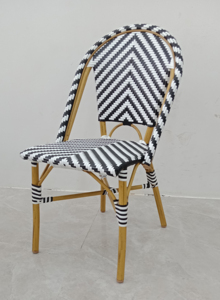 Extérieur En Aluminium Empilable En Plastique <span class=keywords><strong>Noir</strong></span> et Blanc En Osier Chaise de <span class=keywords><strong>Bistrot</strong></span> - Product Image 2