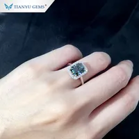 Tianyu 14k/18k सोने की सगाई की अंगूठी 7*9mm 2ct ग्रीन Moissanite शादी महिला अंगूठी