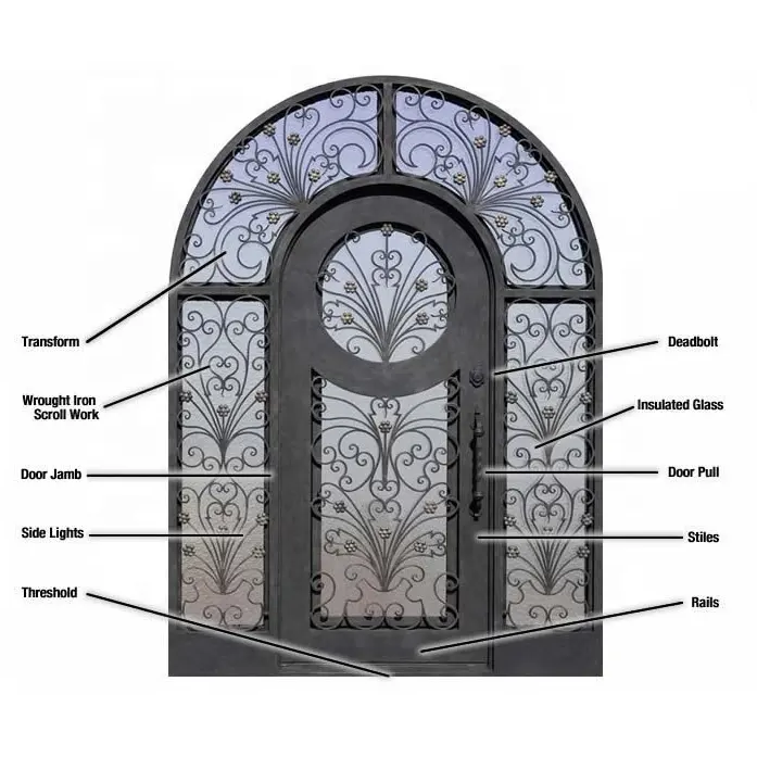 wrought iron door and glass/ wrought iron door in guangzhou