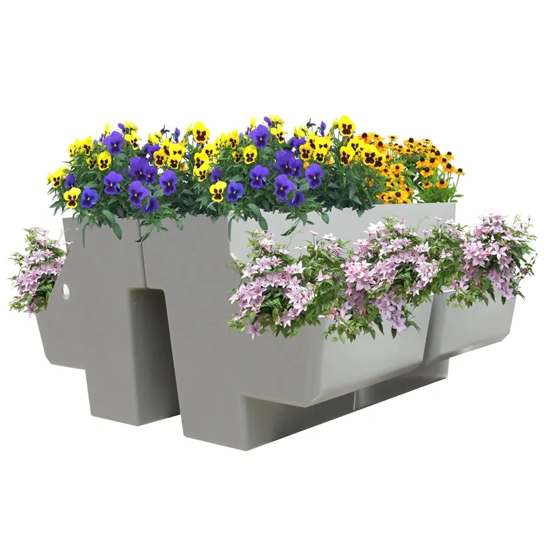 PP railing flower planters wall hanging pots garden for outdoor decorative