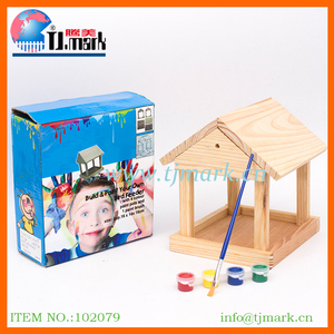 Comercio al por mayor niños construir y pintar alimentador del pájaro casa del pájaro de madera sin terminar - Product Image 1