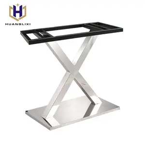 Furniture Legs Dia76mm Decorative X Shape Pedestal custom made Stainless Steel Table Base For Glass