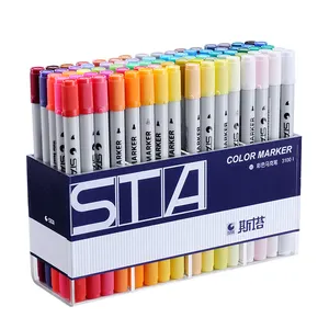 STA No.3100ปากกามาร์กเกอร์สีดำสีน้ำแปรงศิลปะน้ำสำหรับนักเรียน