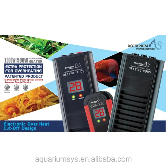 A.S. 500W/For Marine - AS Compact Aquarium Heater Fish Tank Heater Electronic Heating Rods Digital Temperature Controller
